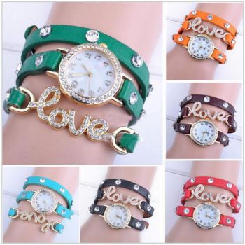 PACK OF 2 LOVE LEATHER BRACELET WATCHES